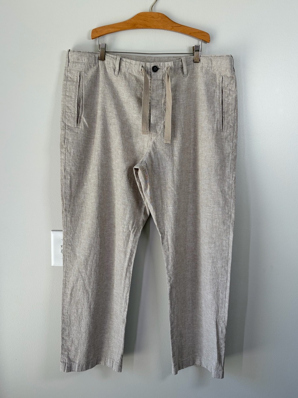 Perry Ellis Linen Blend Drawstring Pants 38x30